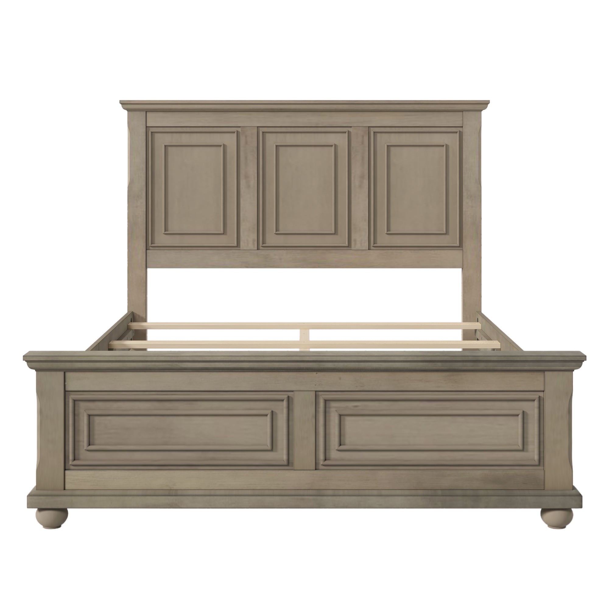Traditional Town and Country Style Pinewood Vintage Queen Bed, Stone - Atlantic Fine Furniture Melbourne FL