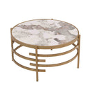 Round Table With Sintered Stone Top And Sturdy Metal Frame