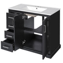 Bathroom Vanity With Sink, Soft Close Doors, Adjustable Shelf & 3 Drawers