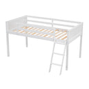 Twin Size Wood Loft Bed with Ladder, ladder can be placed on the left or right, White