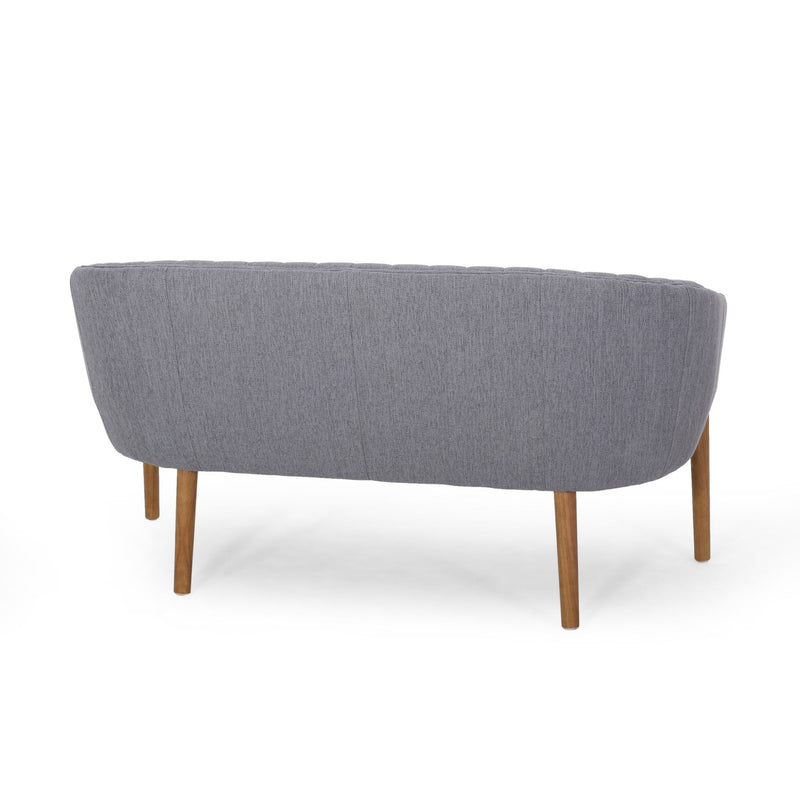Mid Century Modern Loveseat With Channel Stitched Backrest