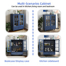 Minimalist Buffet Cabinet With Double Glass Doors And Drawer