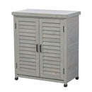 Potting Bench With Storage Cabinet And Metal Table Top For Outdoor