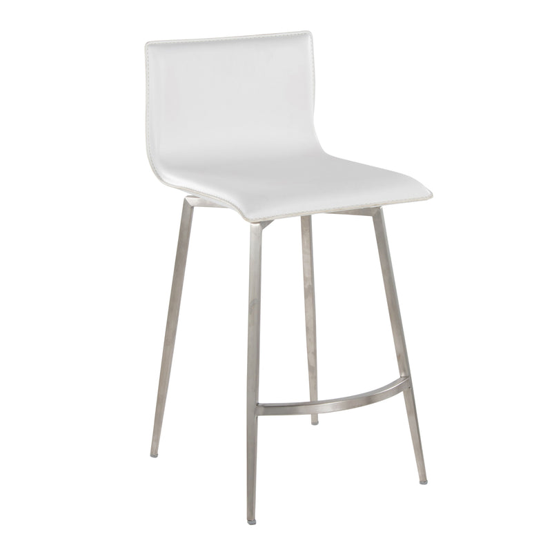 Mara - Upholstered Contemporary Fixed Height Counter Stool With Swivel (Set of 2) - White