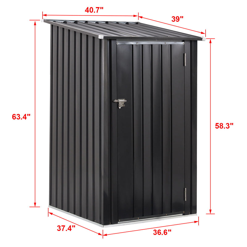 Outdoor Storage Shed, Metal Steel Garden Shed With Single Lockable Door, Small Shed Outdoor Steel Utility Tool Shed For Backyard Patio Garden Lawn - Black