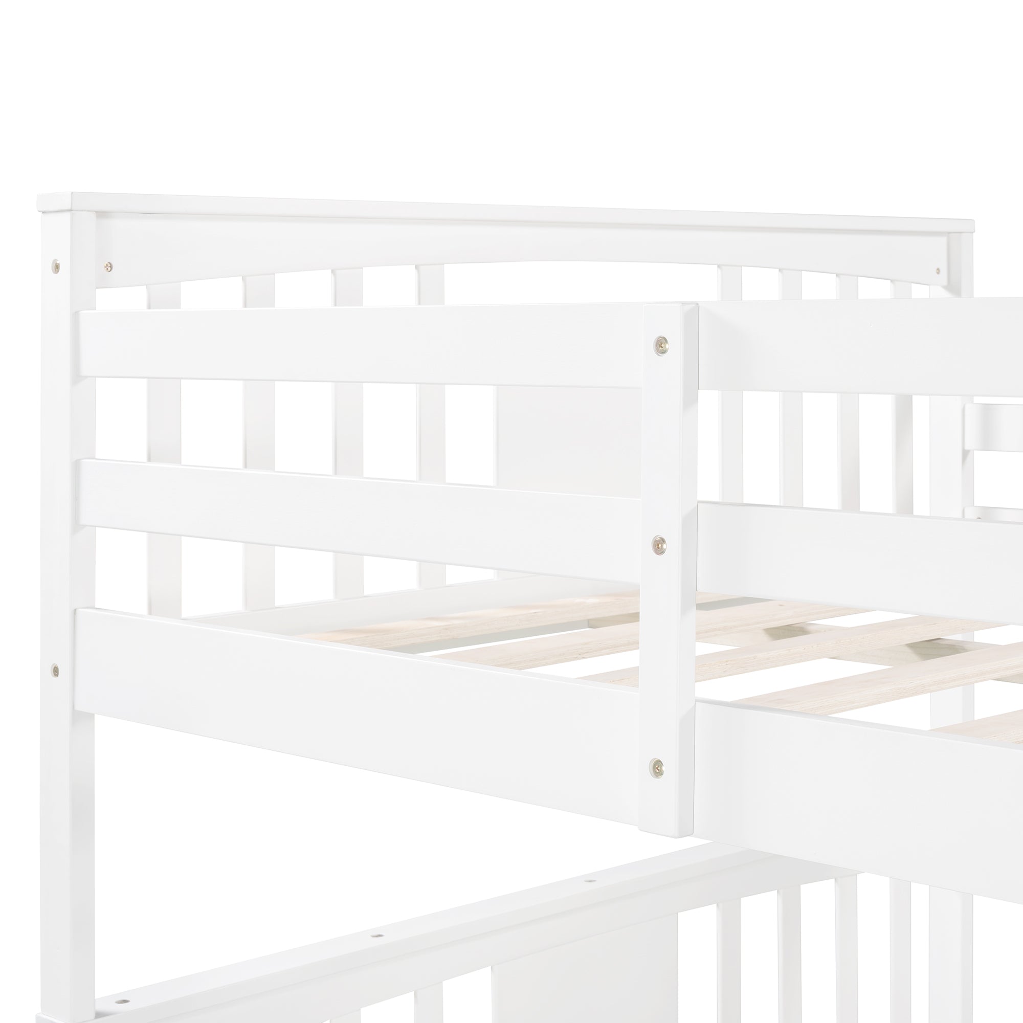 Full over Full Bunk Bed with Ladder for Bedroom, Guest Room Furniture-White(OLD SKU :LP000203AAK)