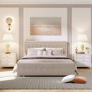 Queen Size Storage Bed Metal Platform Bed with a Big Drawer - Beige