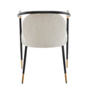 Modern Upholstered Dining Chair With Sleek And Design Fabric And Metal (Set of 2) - Beige / Black