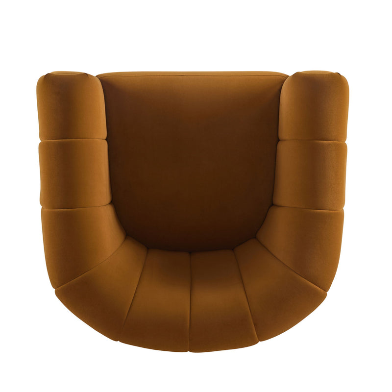 Serenizia - Upholstered Velvet Swivel Chair With Channel Tufted