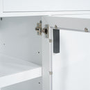 TV Console Stand, Glass Doors & Storage Drawers, Adjustable Shelves