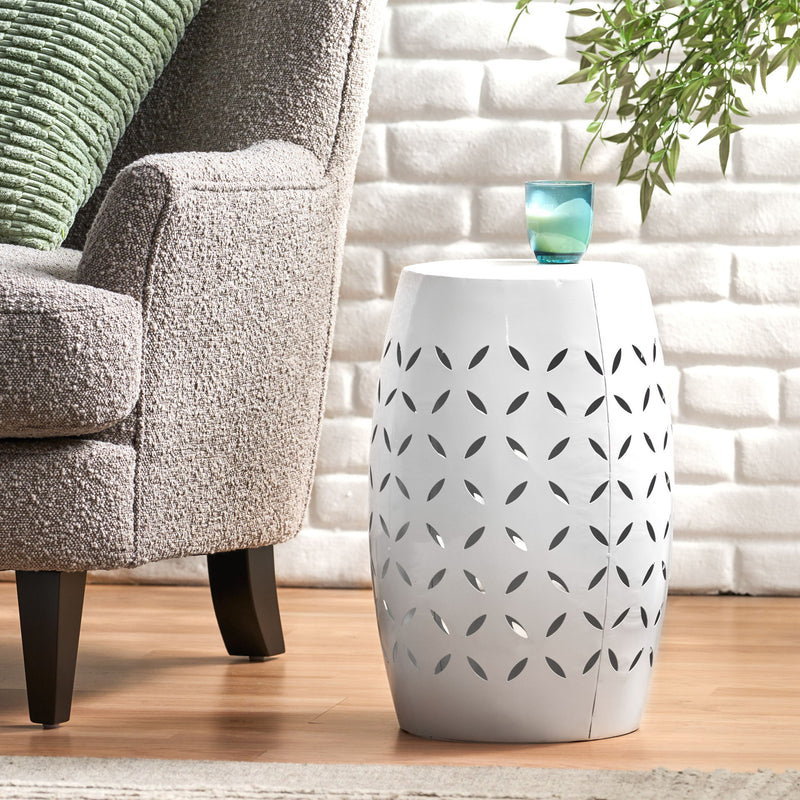 Lilac - Lace Cut Side Table, Compact Design