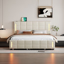 Upholstered Platform Bed With Trundle & Drawers