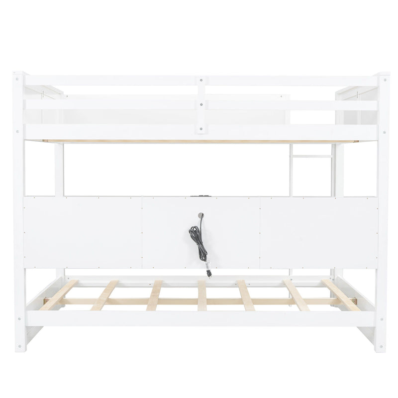 Bunk Bed With Storage Cabinets And USB Ports