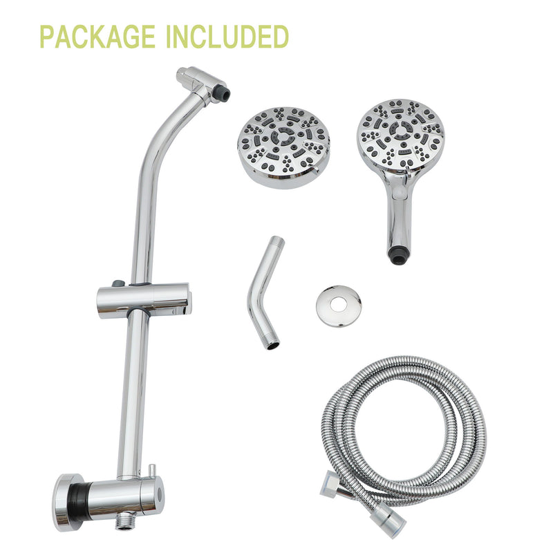 Multi Function Dual Shower Head System With 4.7" Rain Showerhead, 8 Function Hand Shower, Adjustable Slide Bar