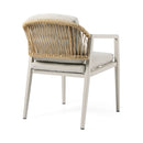 Outdoor Dining Set Acacia Wood Table With 6 Rattan Iron Chairs - Black / Natural / Gray