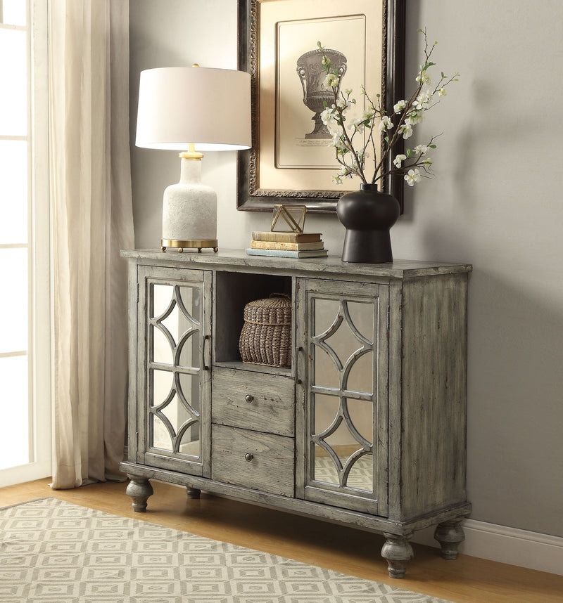 Velika - Weathered Console Table With 1 Open Compartment Storage - Gray