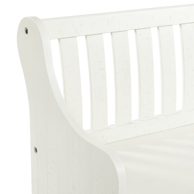 Stone - Pew Bench With Storage - White