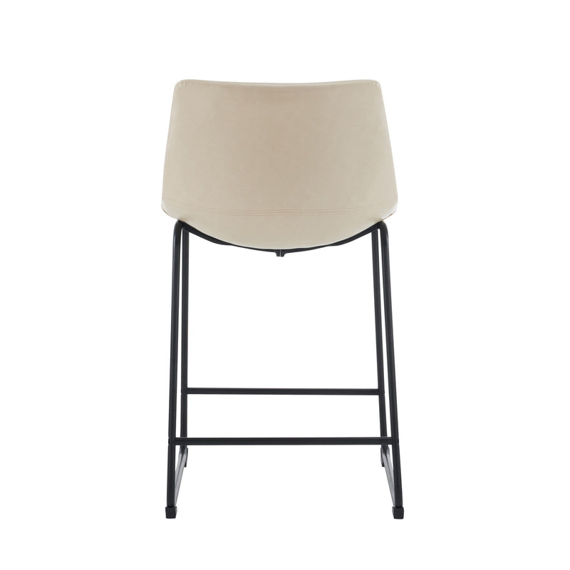 Vintage Style Armless Industrial Counter Stool With Metal Legs And Footrest For Kitchen Island, Cafe, Pub, Bar Counter (Set of 2) - Cream / Black