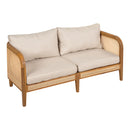 Kirkby - Bohemian Outdoor Patio Cushioned Sofa Weatherproof 56.25In - Teak / Beige