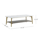 Coffee Table Rectangular Center Table For Living Room Open Space Side Table With Metal Frame - Golden / White