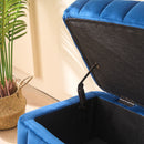 Wide Upholstered Velvet Storage Soft Bench Ottoman With Metal Legs