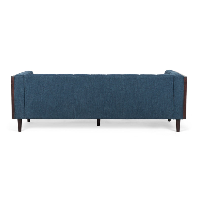 Contemporary Mid-Century Charm 3 Seater Sofa With Button Tufted Waffle Stitching