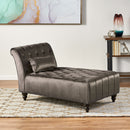 Ethereala - Upholstered Velvet Chaise Lounge With Button Tufted