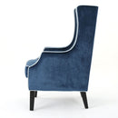Elegant Velvet Club Chair With Tonal Piping