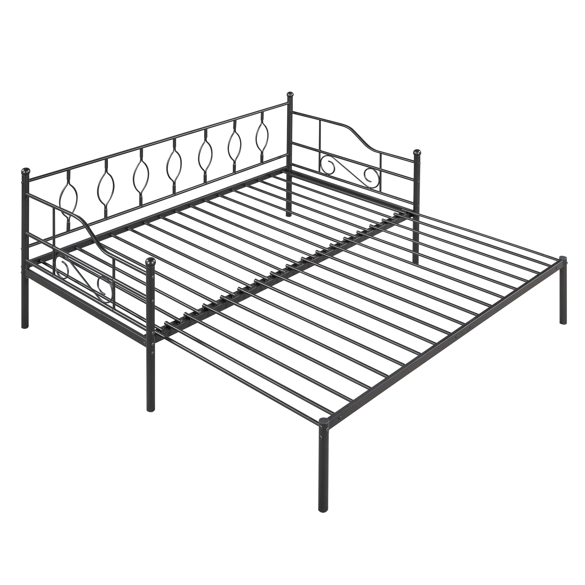 Twin Size Metal Daybed with Trundle, Daybed with Slat No Box required Black - Atlantic Fine Furniture Melbourne FL