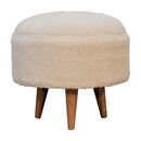 Boucle Rounded Footstool - Oak