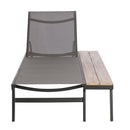 Waterloo - Chaise Lounge With Attached Wood Side Table (Set of 2) Adjustable Eucalyptus Wood And - Gray / Black