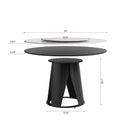 Modern Sintered Stone Dining Table With Round Turntable And Metal Pedestal - White