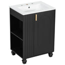 Classic Retro Bathroom Vanity With Sink, Door Shelf, Side Open Storage Frame