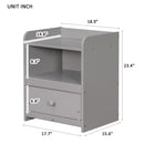 Full Bed with Headboard and Footboard,with 2 Nightstands,Grey