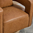 Swivel Accent Open Back Barrel Chair With Weathered Base