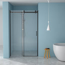 Modern Single Slide Shower Door, Tempered Glass, Stainless Steel Frame