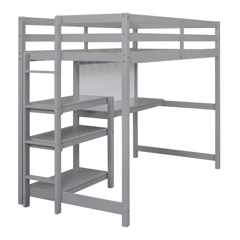Loft Bed With Shelves, Desk And Writing Board