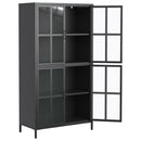 Premium Metal Storage Cabinet With Tempered Glass Doors, Adjustable Shelves, And Anti Tipping Device - Black