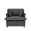 Oversized Chaise Lounge Indoor Single Sofa Bed With Wide Seat, Upholstered Lazy Sleeper Armchair With Movable Ottoman Reading Couch Set