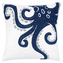 Octopus Patterned Pillow Cover With Matching Back - White