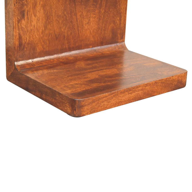 T Bar Rounded Bedside Table - Dark Brown