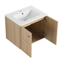 Wall Mounted Bathroom Vanity With Ceramic Sink And 2 Soft Closing Doors