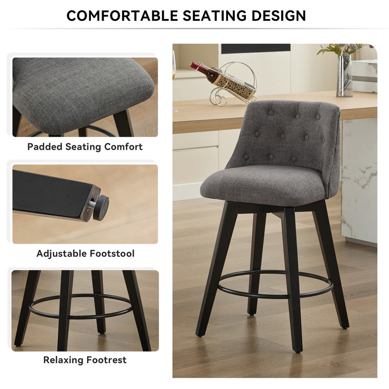 Swivel Bar Stools & Button Tufted Back (Set of 2)