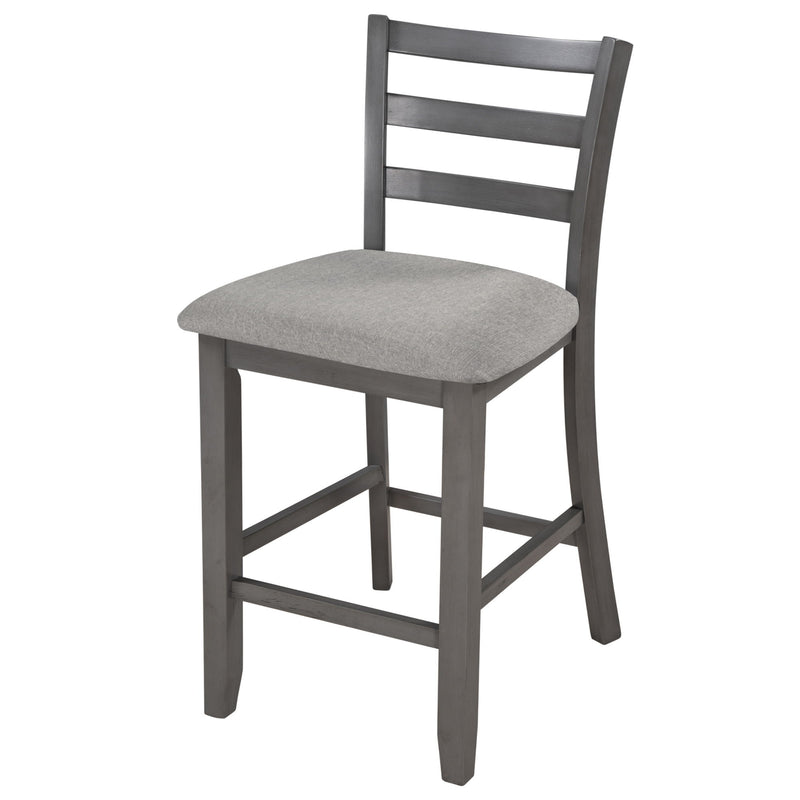 5 Piece Wooden Counter Height Dining Set With Padded Chairs, Storage Shelving