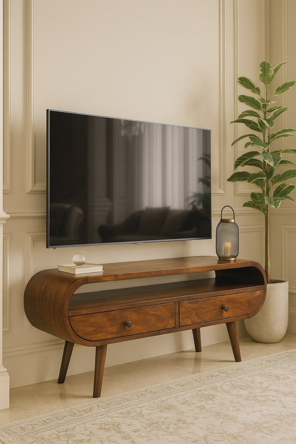 Solid Wood Circular TV Stand