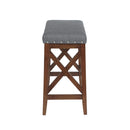 Upholstered Bar Stool With Nailhead Trim And X Frame Design (Set of 2) - Charcoal