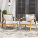 2 Piece Outdoor Acacia Wood Patio Club Chair, Patio Furniture Arm Chair With Woven Rope Backrest, Deep Seating For Porch - Light Teak / Beige