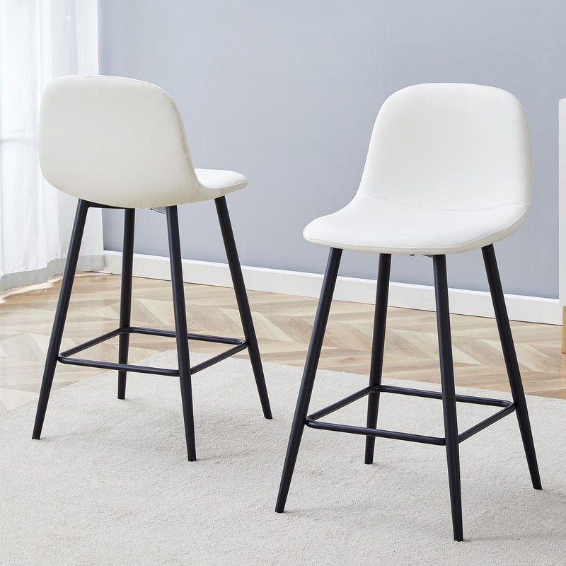 Modern Black Pu Bar Chair Rounded Backrest (Set of 2)