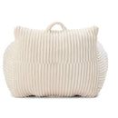 Giant Plush Bean Bag Chair With Armrests And Footstool