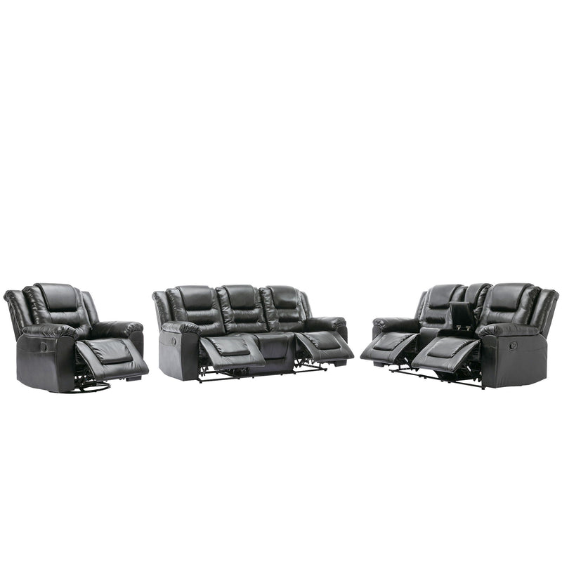 Home Theater Recliner Set Manual Recliner Chair With Wide Armrest, Two Built-In Cup Holders For Living Room